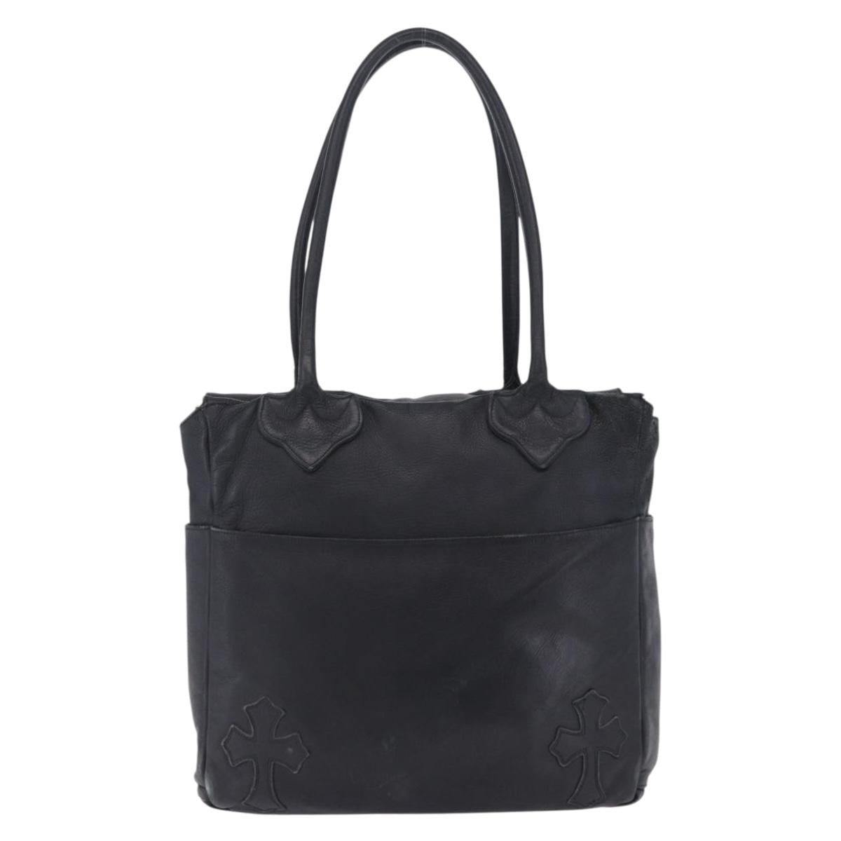Chrome Hearts Tote Bag Leather Black Auth 204170V