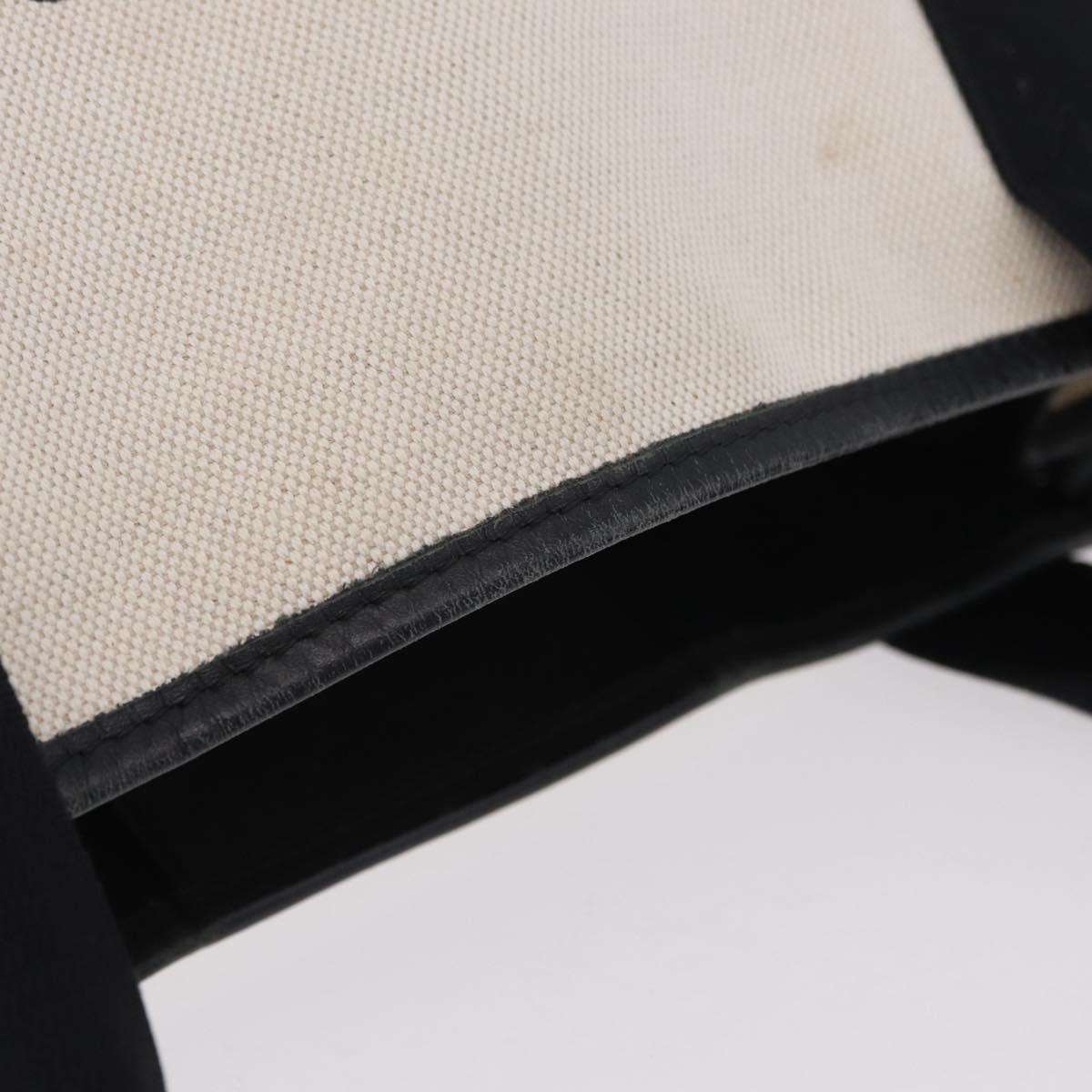 BALENCIAGA Navy Cabas S Hand Bag Canvas White Black 339933 Auth 204200