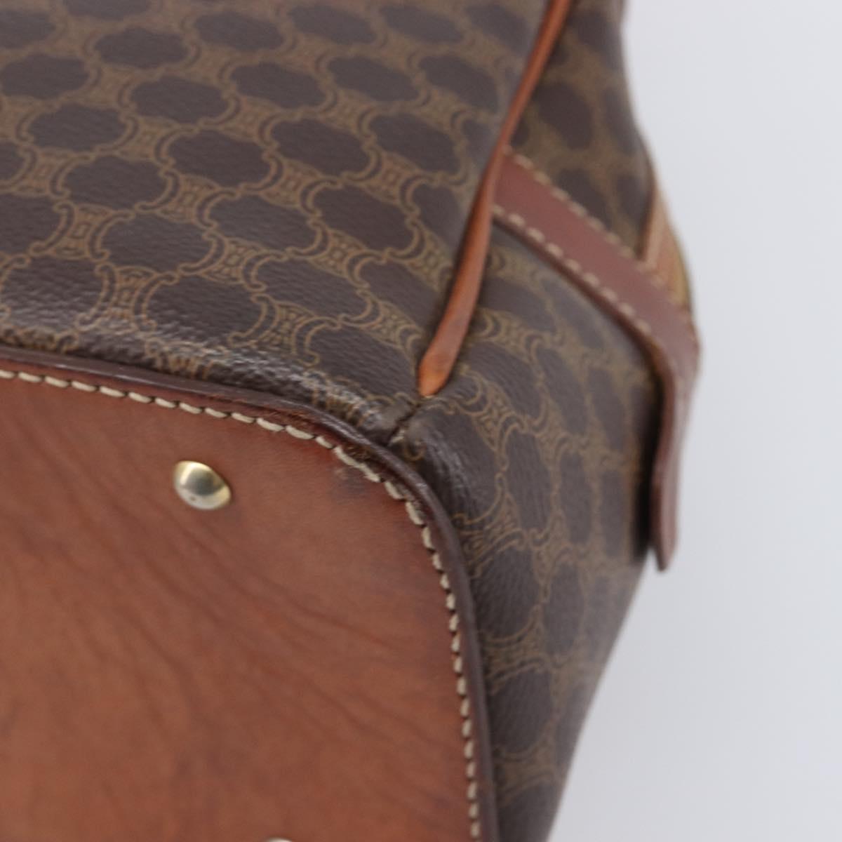 CELINE Macadam Canvas Hand Bag PVC Leather Brown Gold Auth 204209