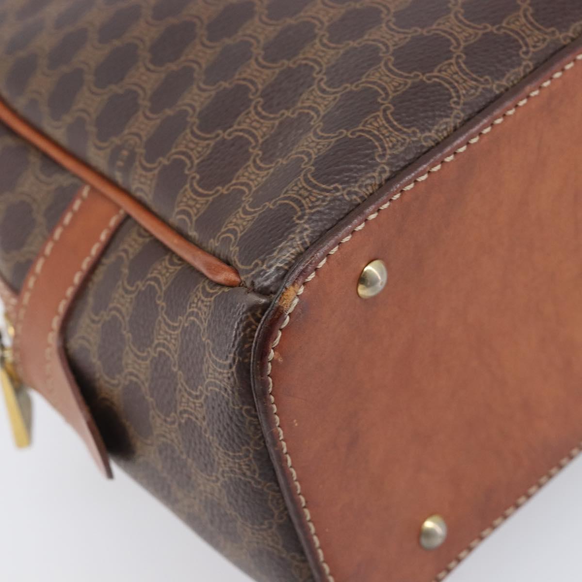 CELINE Macadam Canvas Hand Bag PVC Leather Brown Gold Auth 204209