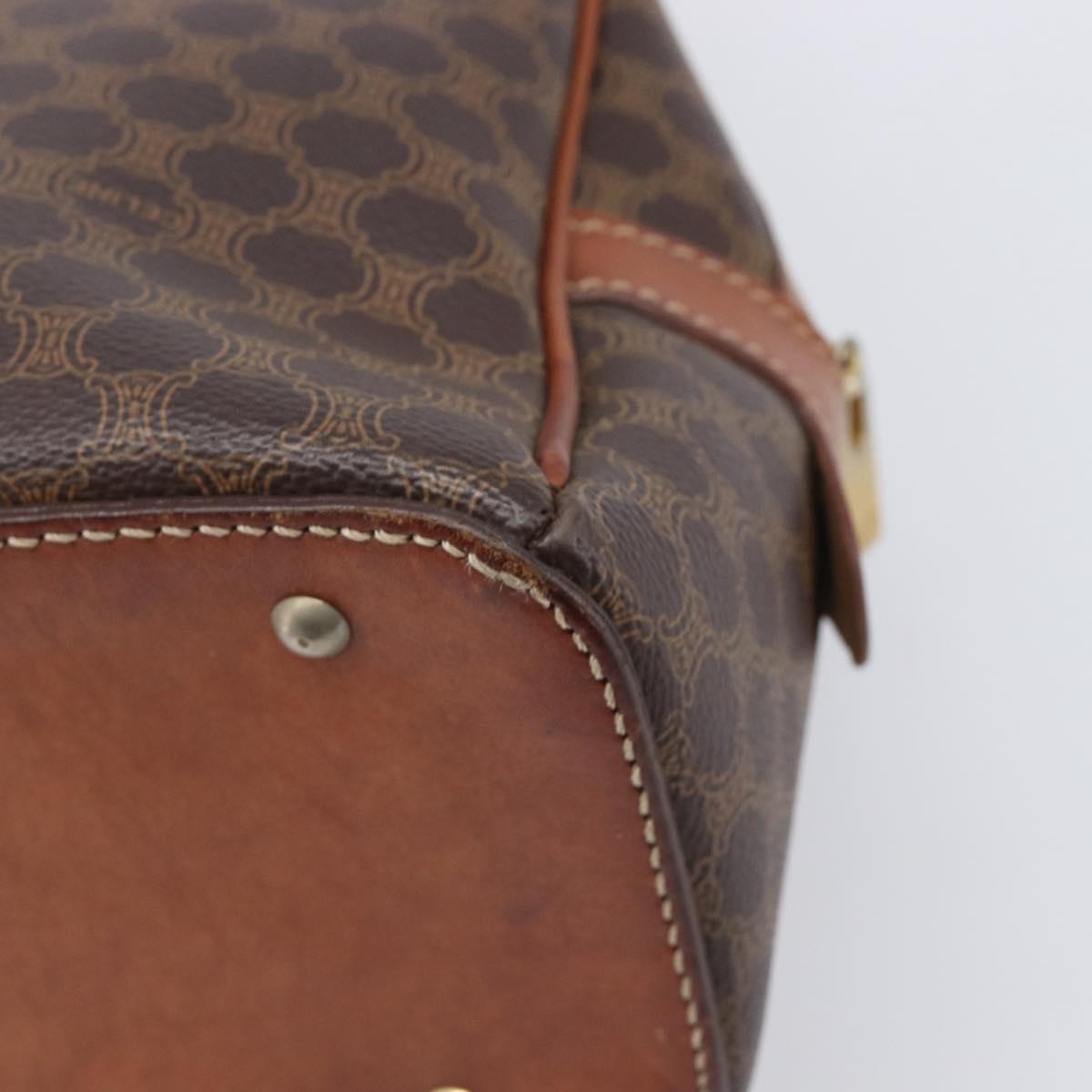 CELINE Macadam Canvas Hand Bag PVC Leather Brown Gold Auth 204209