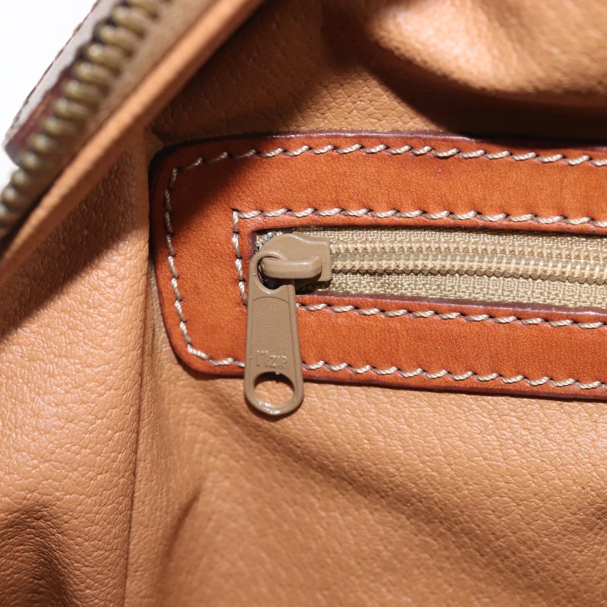 CELINE Macadam Canvas Hand Bag PVC Leather Brown Gold Auth 204209