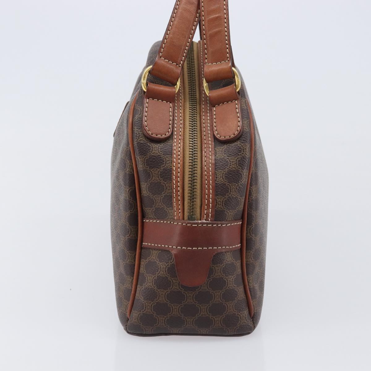 CELINE Macadam Canvas Hand Bag PVC Leather Brown Gold Auth 204209