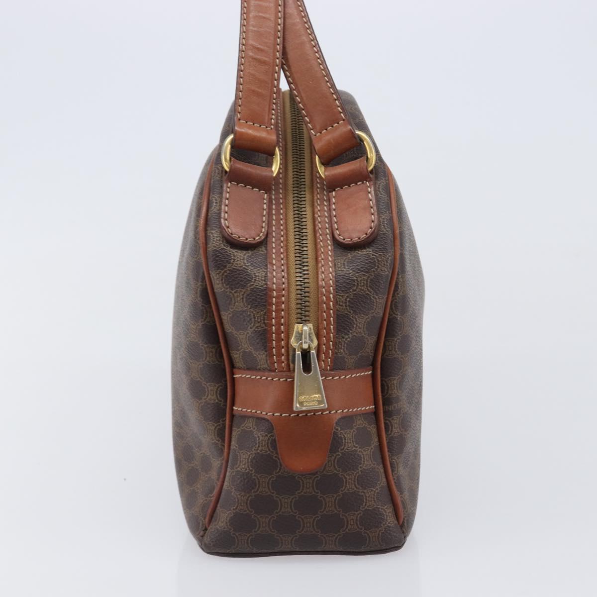 CELINE Macadam Canvas Hand Bag PVC Leather Brown Gold Auth 204209