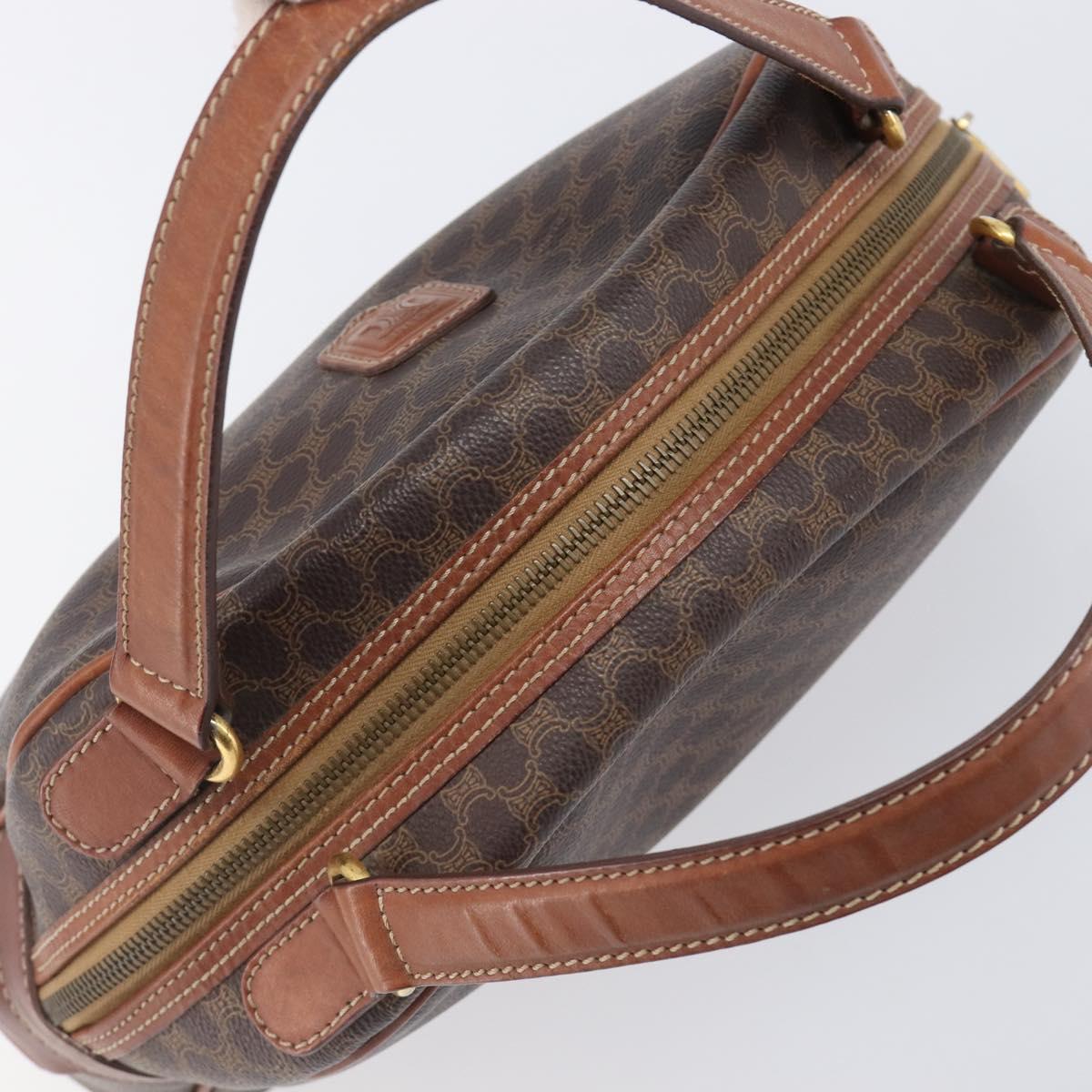 CELINE Macadam Canvas Hand Bag PVC Leather Brown Gold Auth 204209