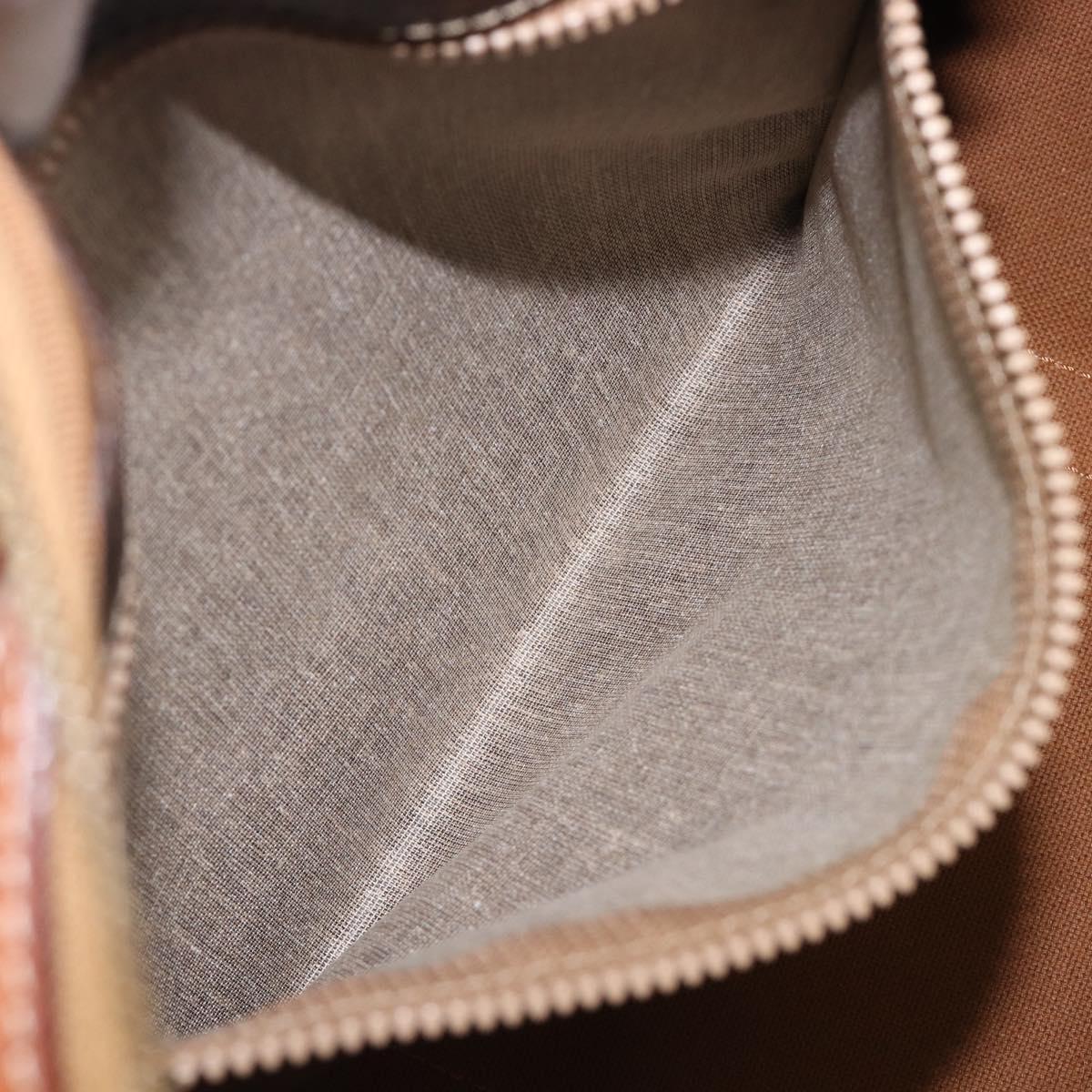 CELINE Macadam Canvas Boston Bag PVC Leather Brown Gold Auth 204211A