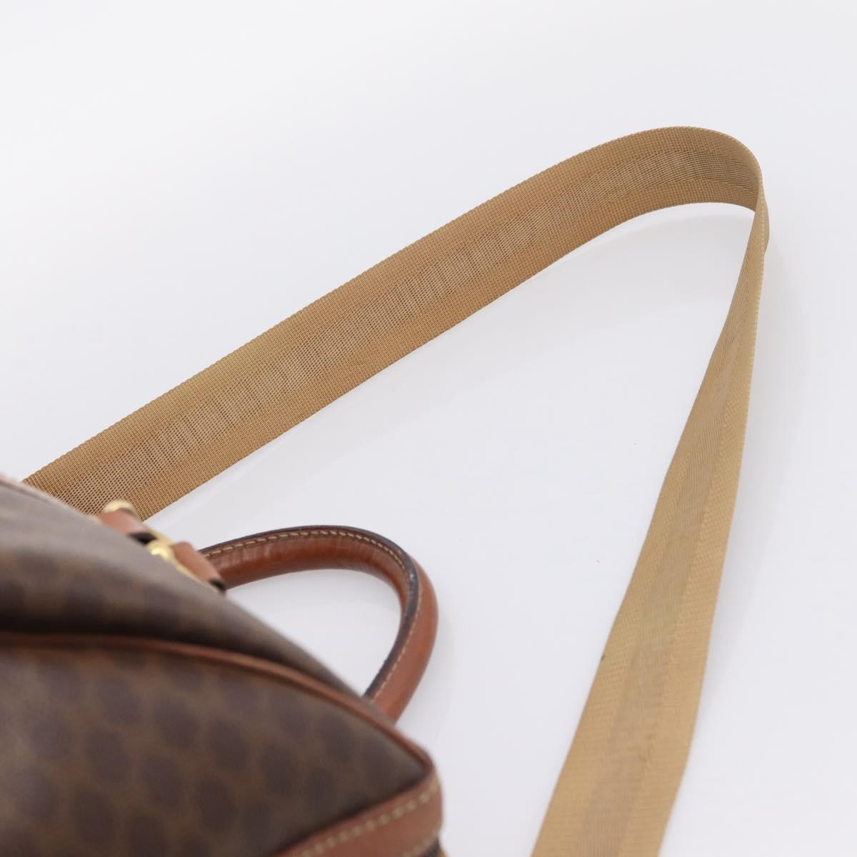 CELINE Macadam Canvas Boston Bag PVC Leather 2way Brown Gold Auth 204212