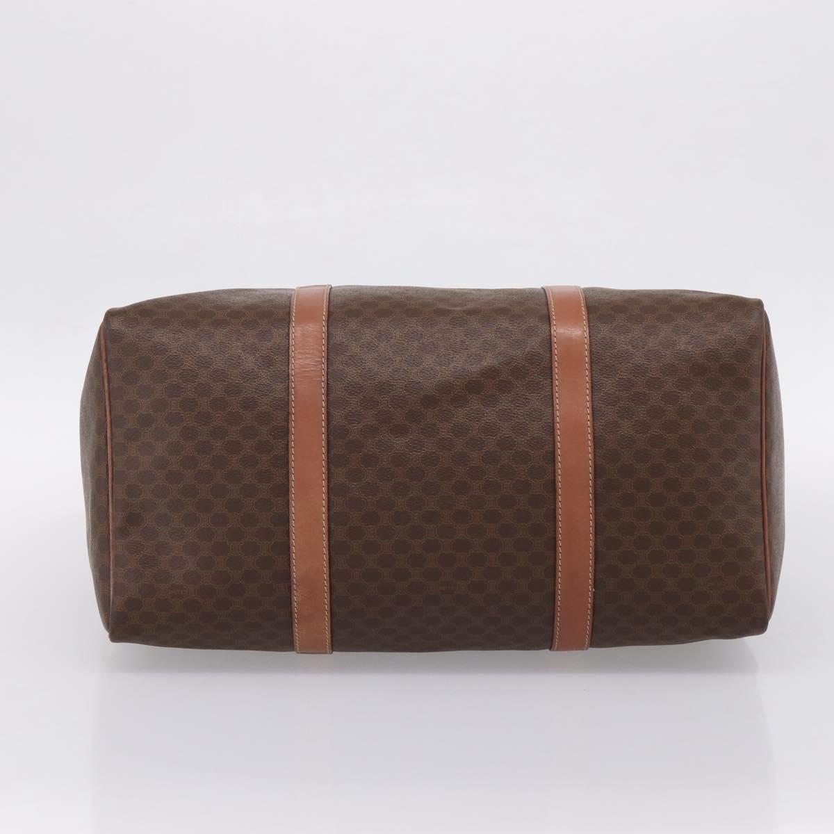 CELINE Macadam Canvas Boston Bag PVC Leather 2way Brown Gold Auth 204212