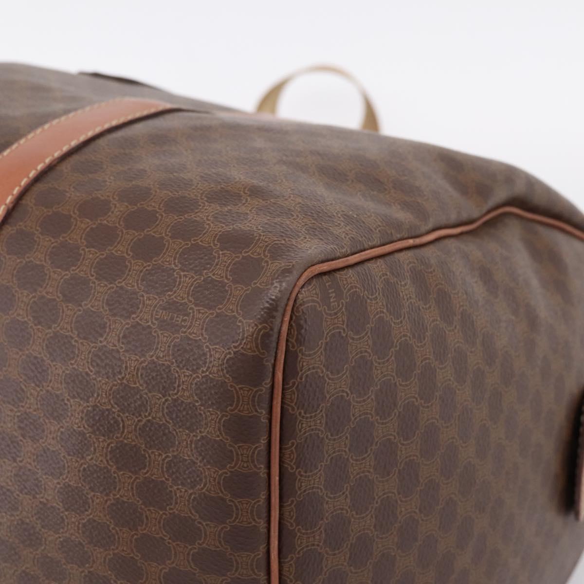 CELINE Macadam Canvas Boston Bag PVC Leather 2way Brown Gold Auth 204212