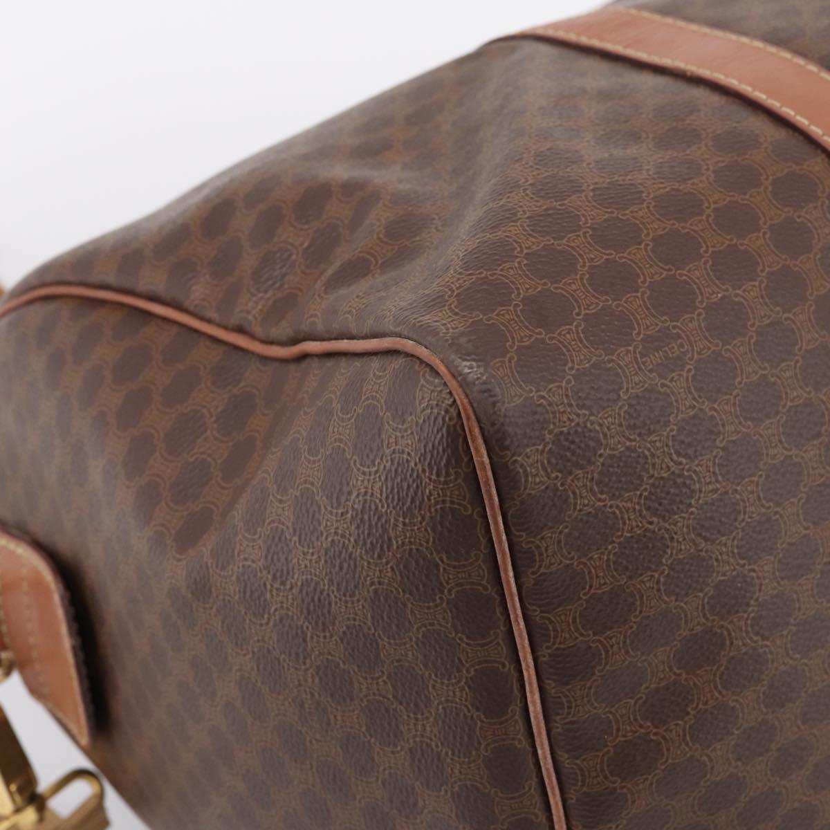 CELINE Macadam Canvas Boston Bag PVC Leather 2way Brown Gold Auth 204212