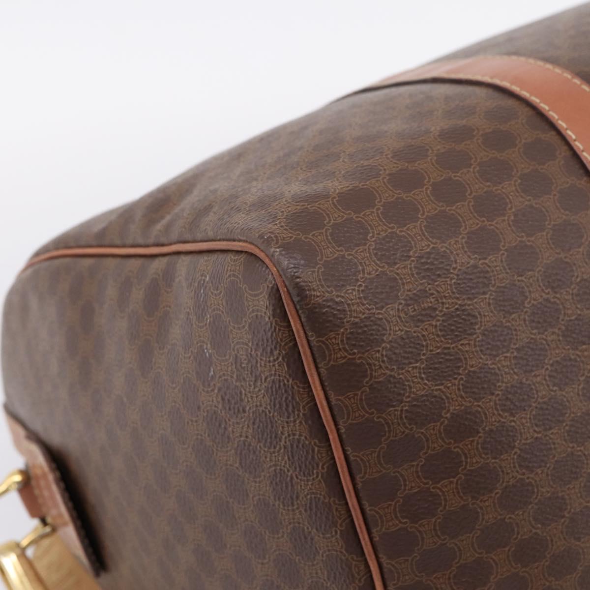 CELINE Macadam Canvas Boston Bag PVC Leather 2way Brown Gold Auth 204212