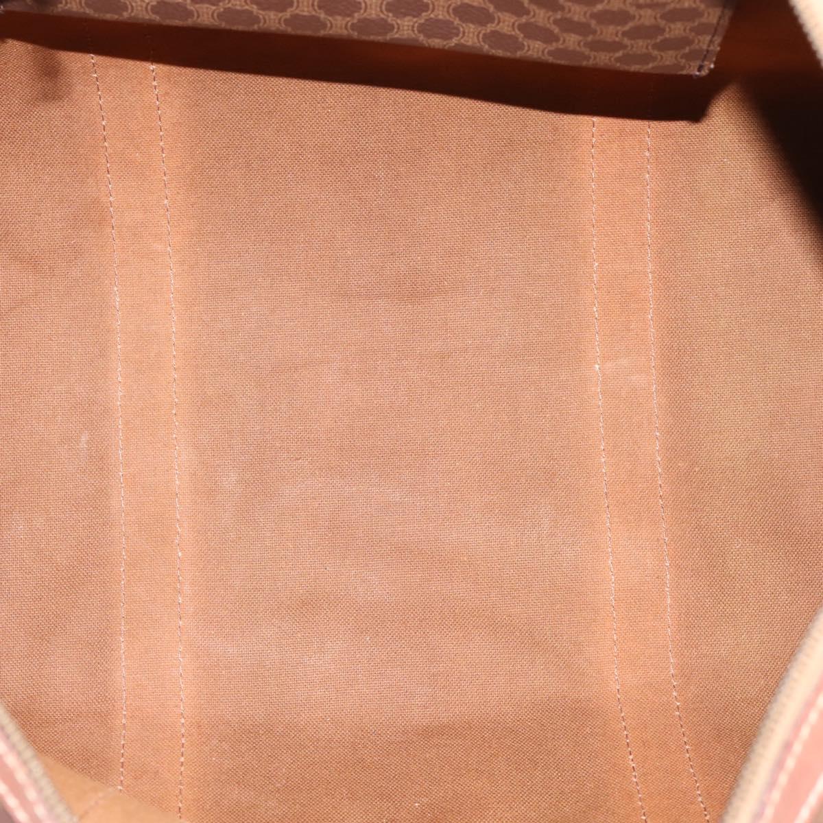 CELINE Macadam Canvas Boston Bag PVC Leather 2way Brown Gold Auth 204212