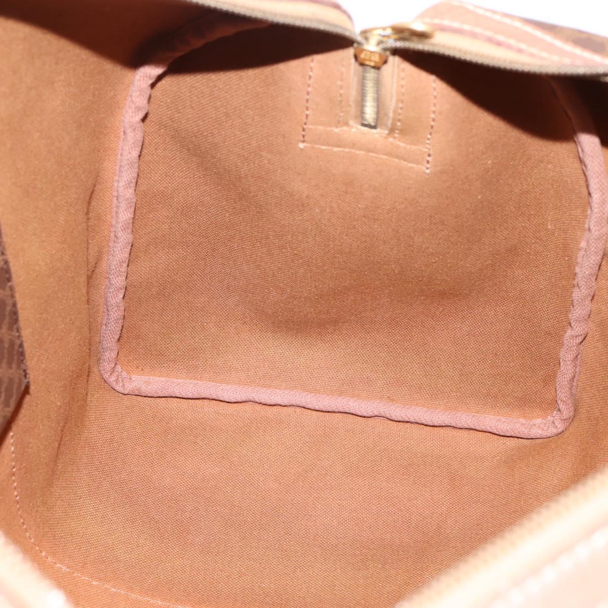 CELINE Macadam Canvas Boston Bag PVC Leather 2way Brown Gold Auth 204212