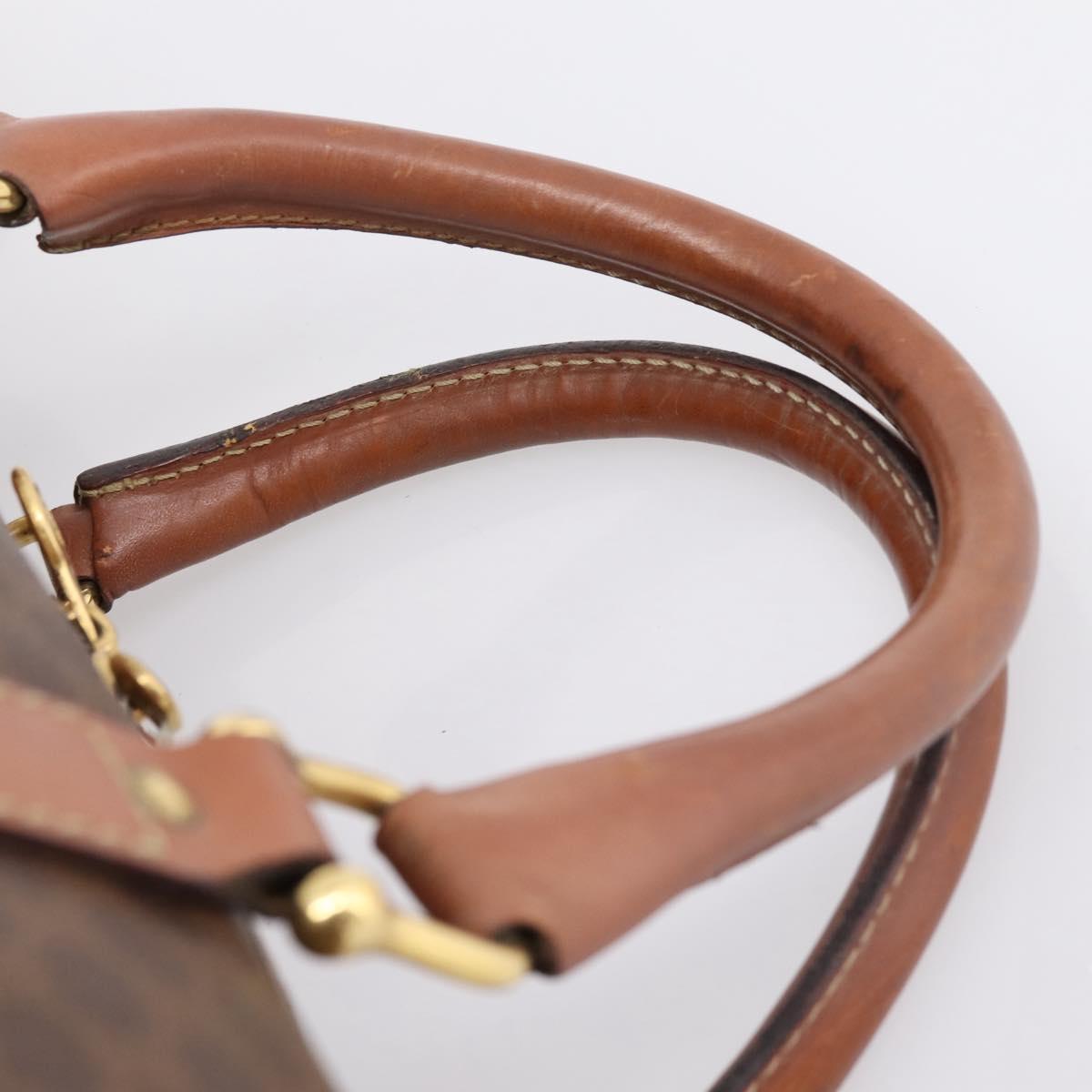 CELINE Macadam Canvas Boston Bag PVC Leather 2way Brown Gold Auth 204212