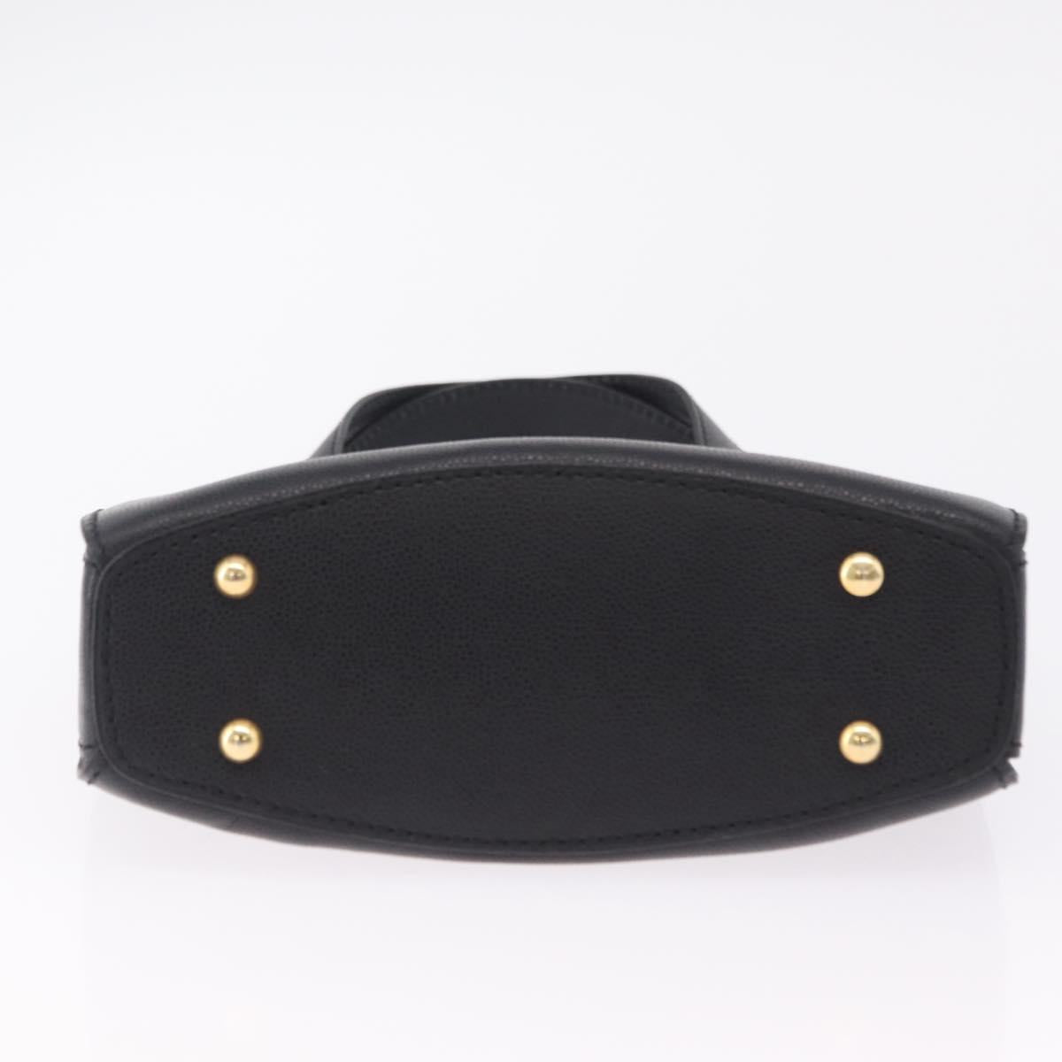 CELINE Hand Bag Leather Black Gold Auth 204213A