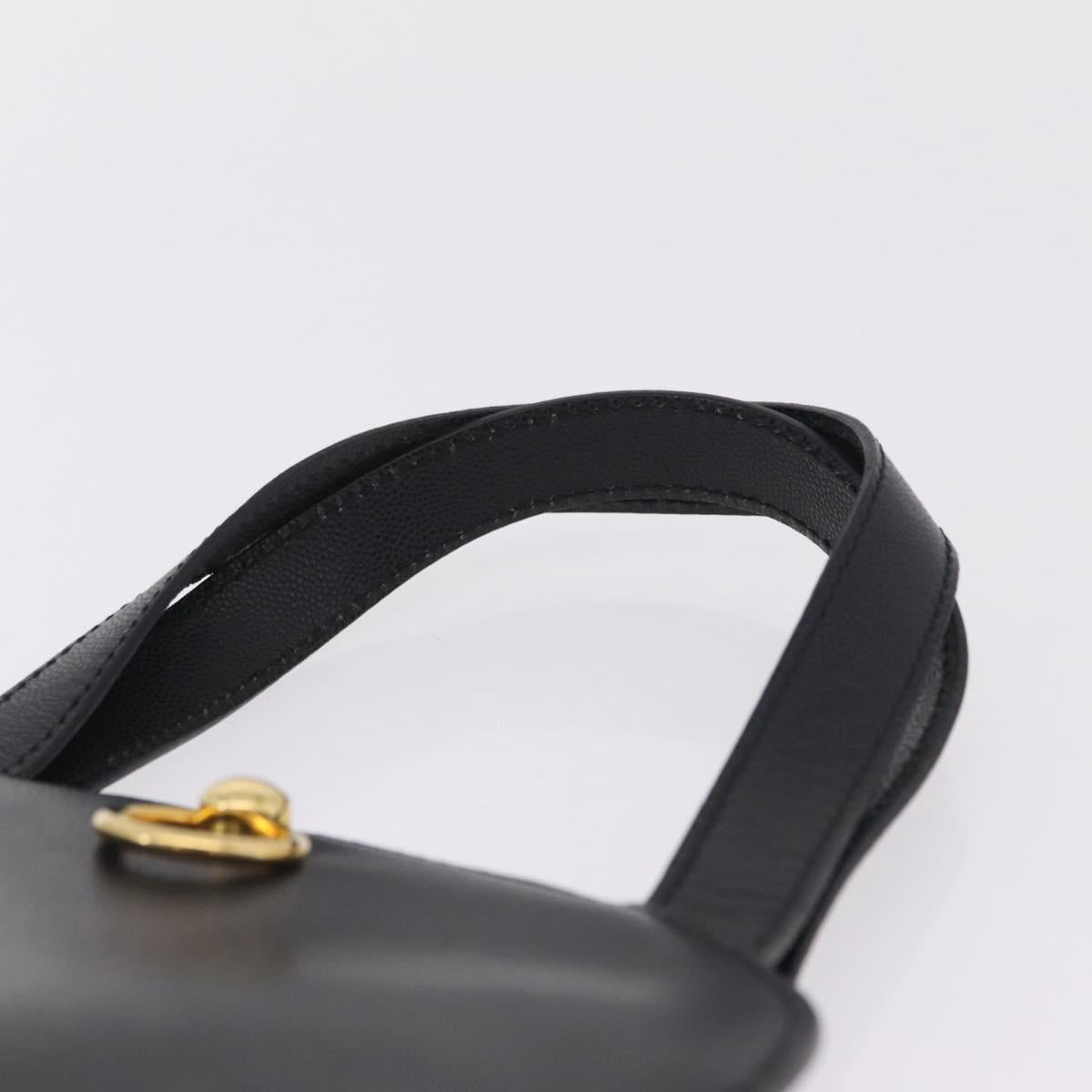 CELINE Hand Bag Leather Black Gold Auth 204213A