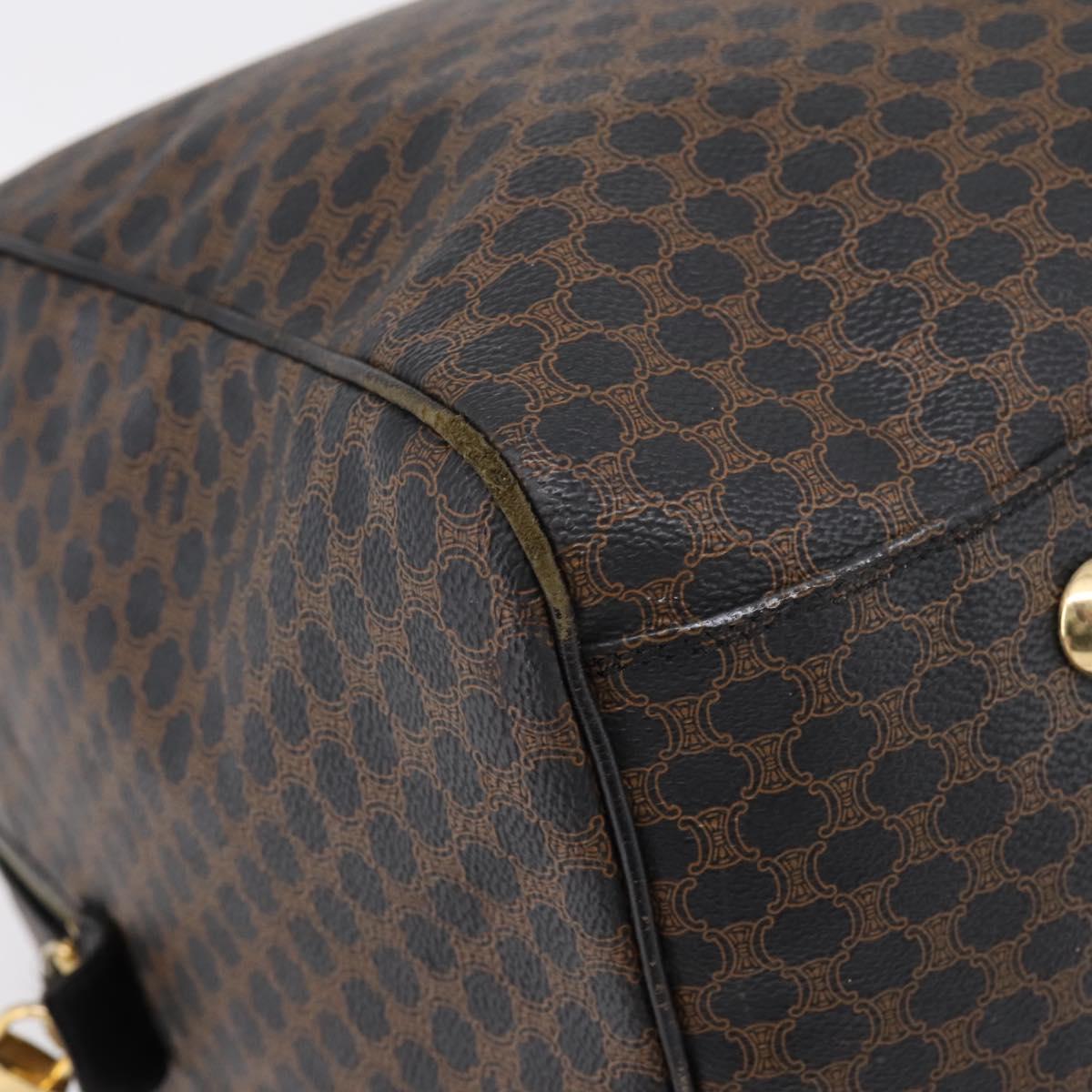 CELINE Macadam Canvas Boston Bag PVC Leather Black Gold Auth 204215