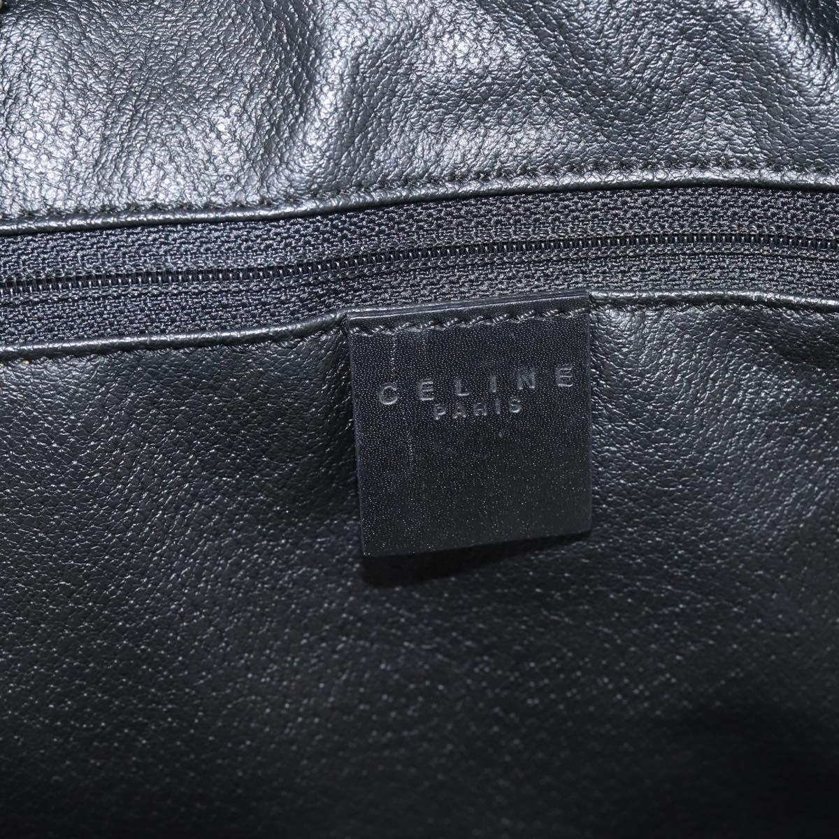 CELINE Macadam Canvas Boston Bag PVC Leather Black Gold Auth 204215