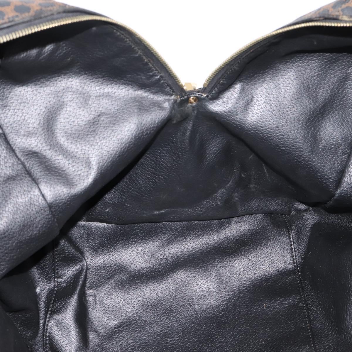 CELINE Macadam Canvas Boston Bag PVC Leather Black Gold Auth 204215