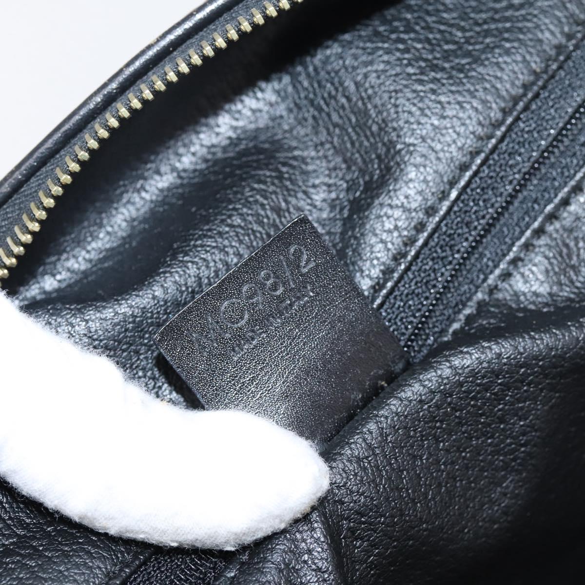 CELINE Macadam Canvas Boston Bag PVC Leather Black Gold Auth 204215