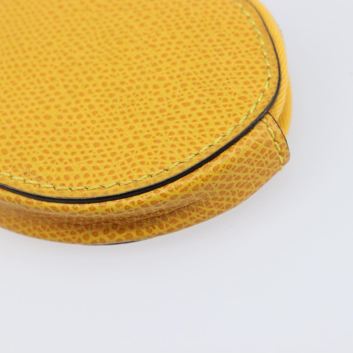 CELINE Coin Purse Leather Yellow Gold Auth 204220A