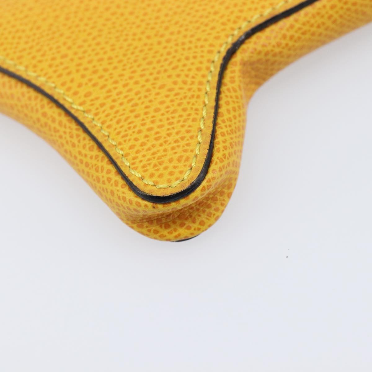 CELINE Coin Purse Leather Yellow Gold Auth 204220A