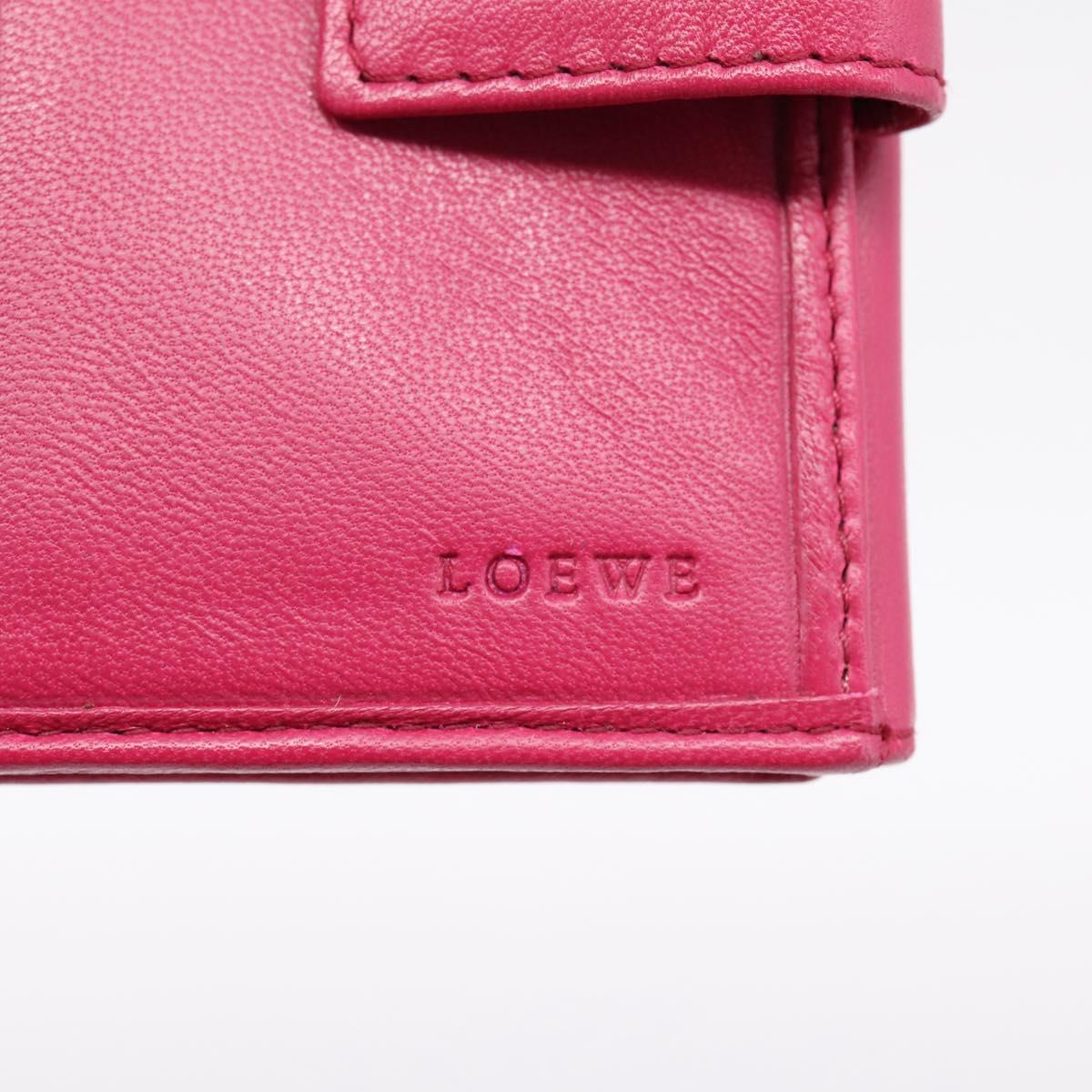 LOEWE Bifold Wallet Leather Pink Gold Auth 204222A