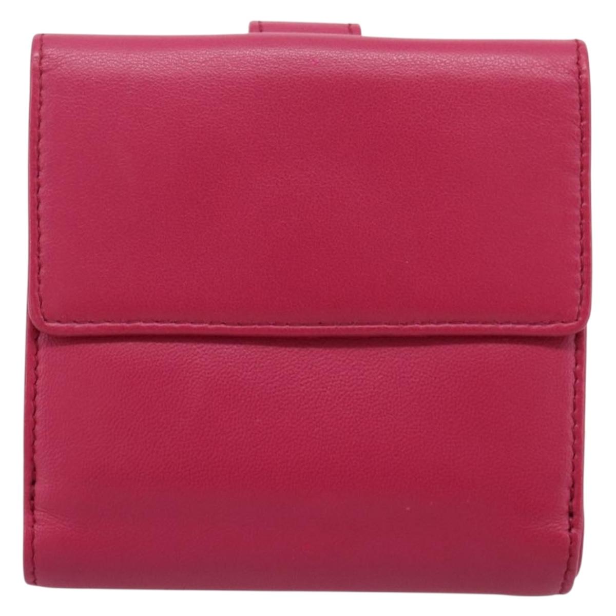 LOEWE Bifold Wallet Leather Pink Gold Auth 204222A
