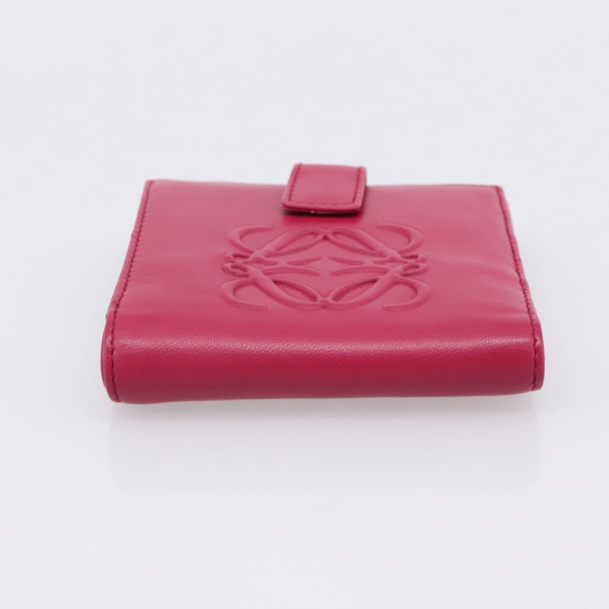 LOEWE Bifold Wallet Leather Pink Gold Auth 204222A