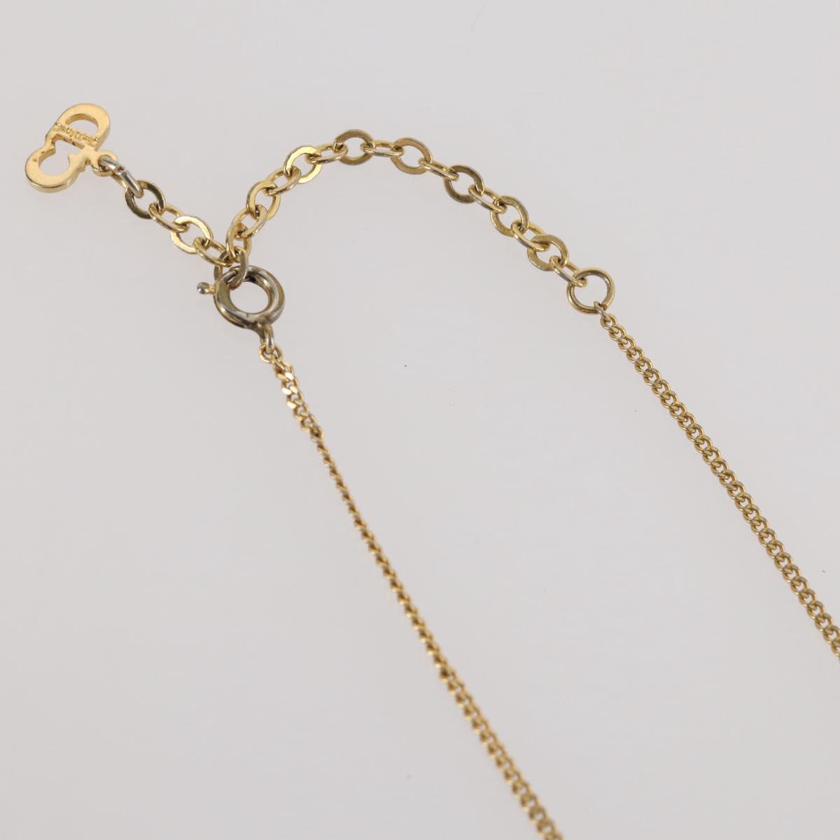 Christian Dior Rhinestone Necklace metal Gold Tone Auth 204224