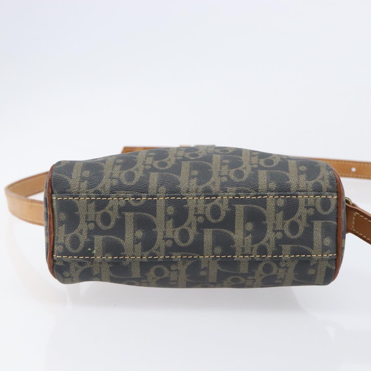 Christian Dior Trotter Canvas Shoulder Bag PVC Green Gold Auth 204234