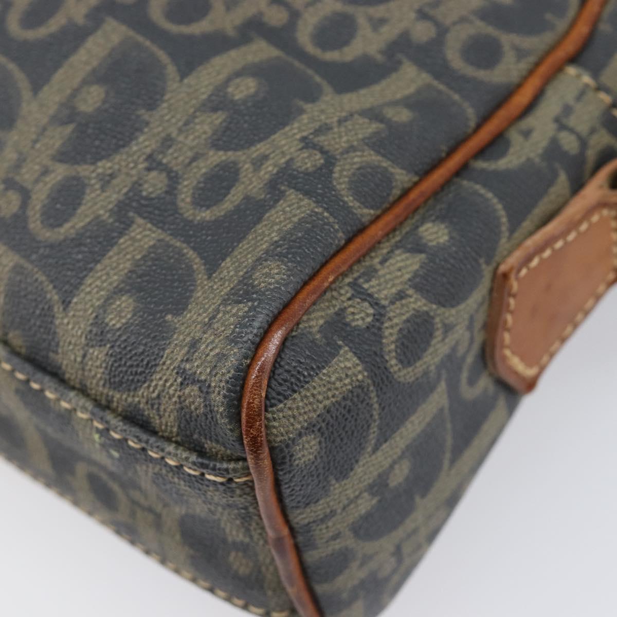 Christian Dior Trotter Canvas Shoulder Bag PVC Green Gold Auth 204234