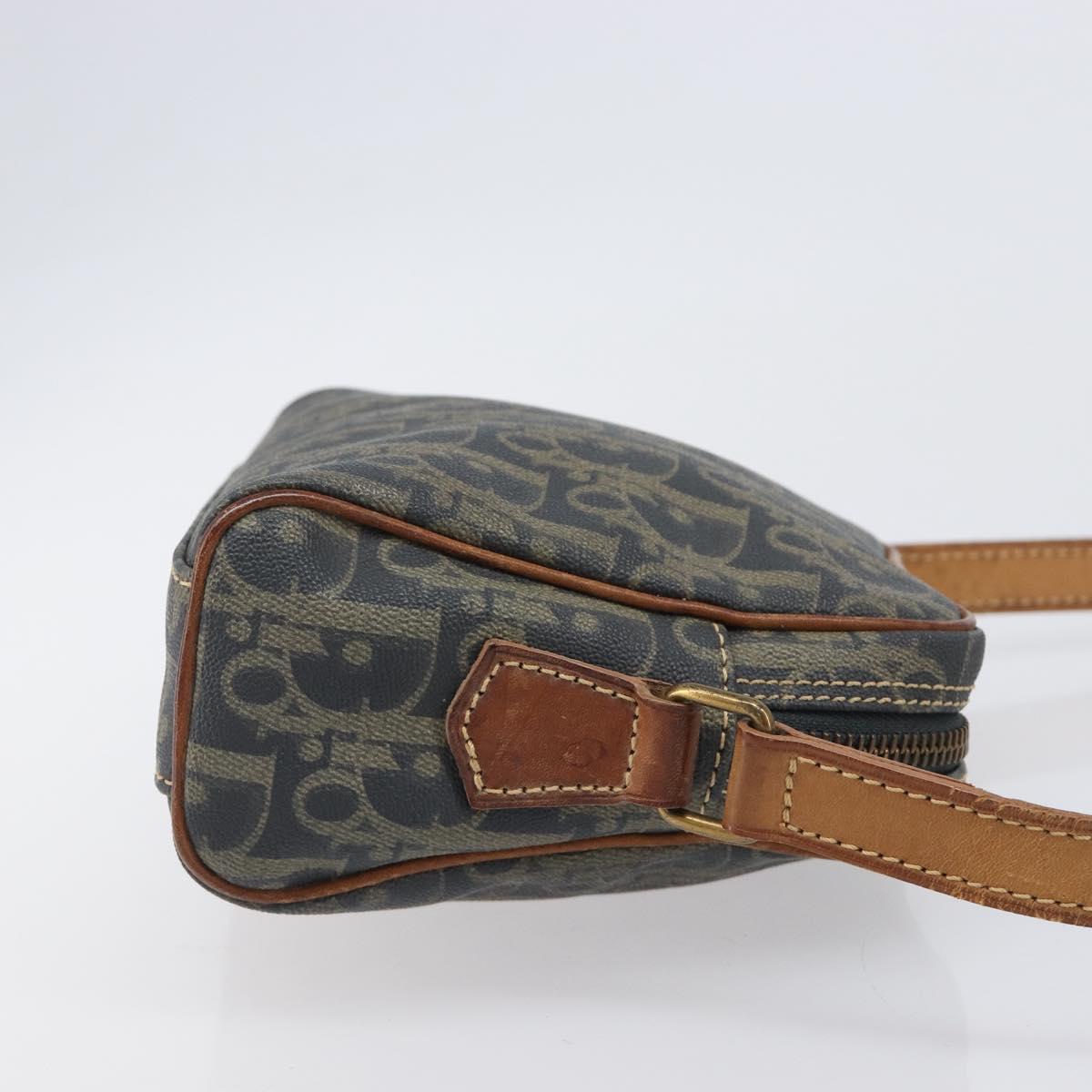 Christian Dior Trotter Canvas Shoulder Bag PVC Green Gold Auth 204234