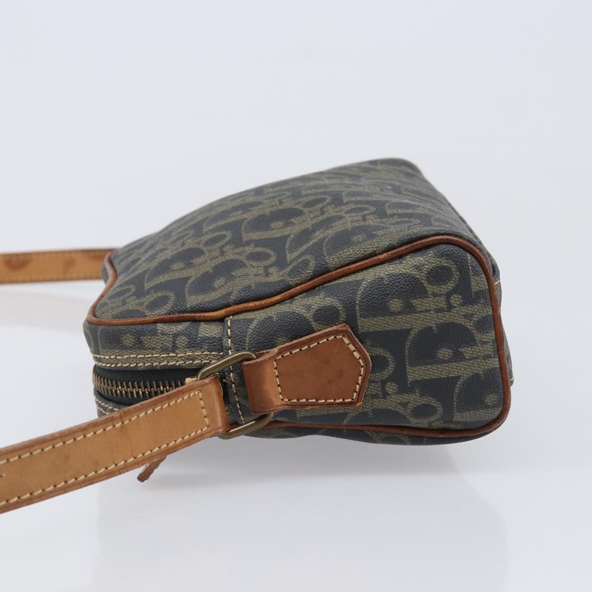 Christian Dior Trotter Canvas Shoulder Bag PVC Green Gold Auth 204234