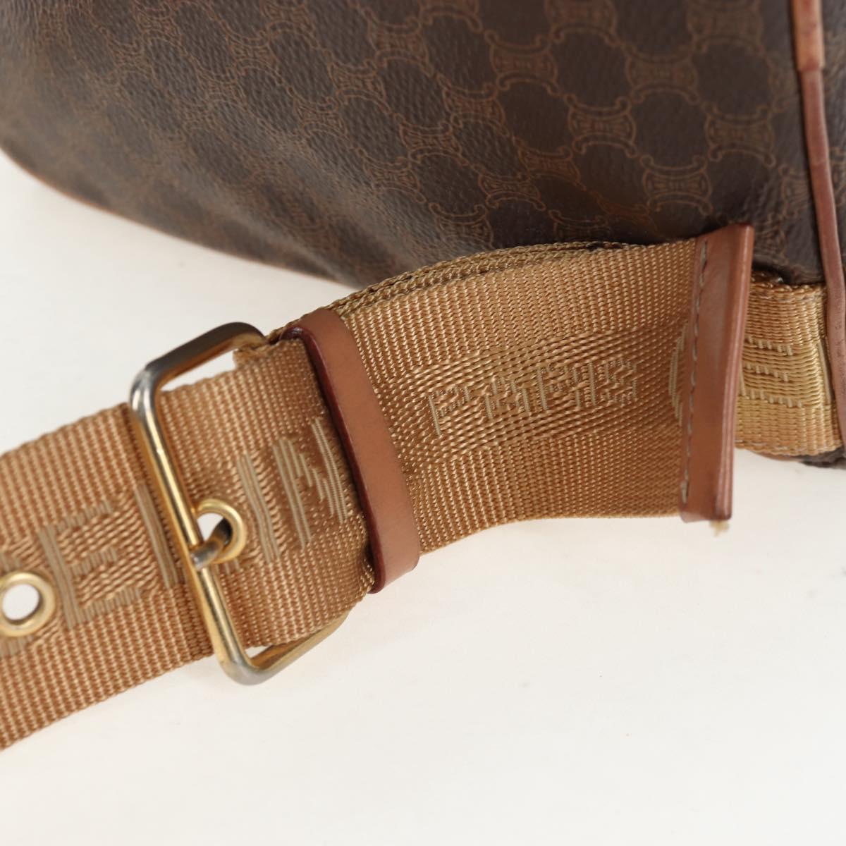 CELINE Macadam Canvas Backpack PVC Leather Brown Gold Auth 204235