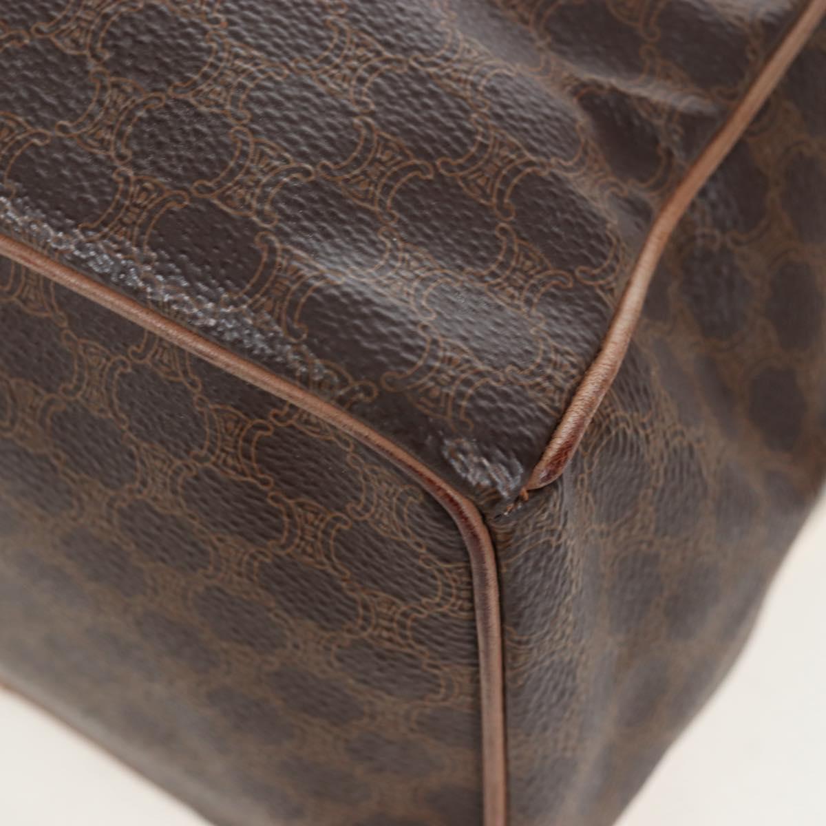 CELINE Macadam Canvas Backpack PVC Leather Brown Gold Auth 204235