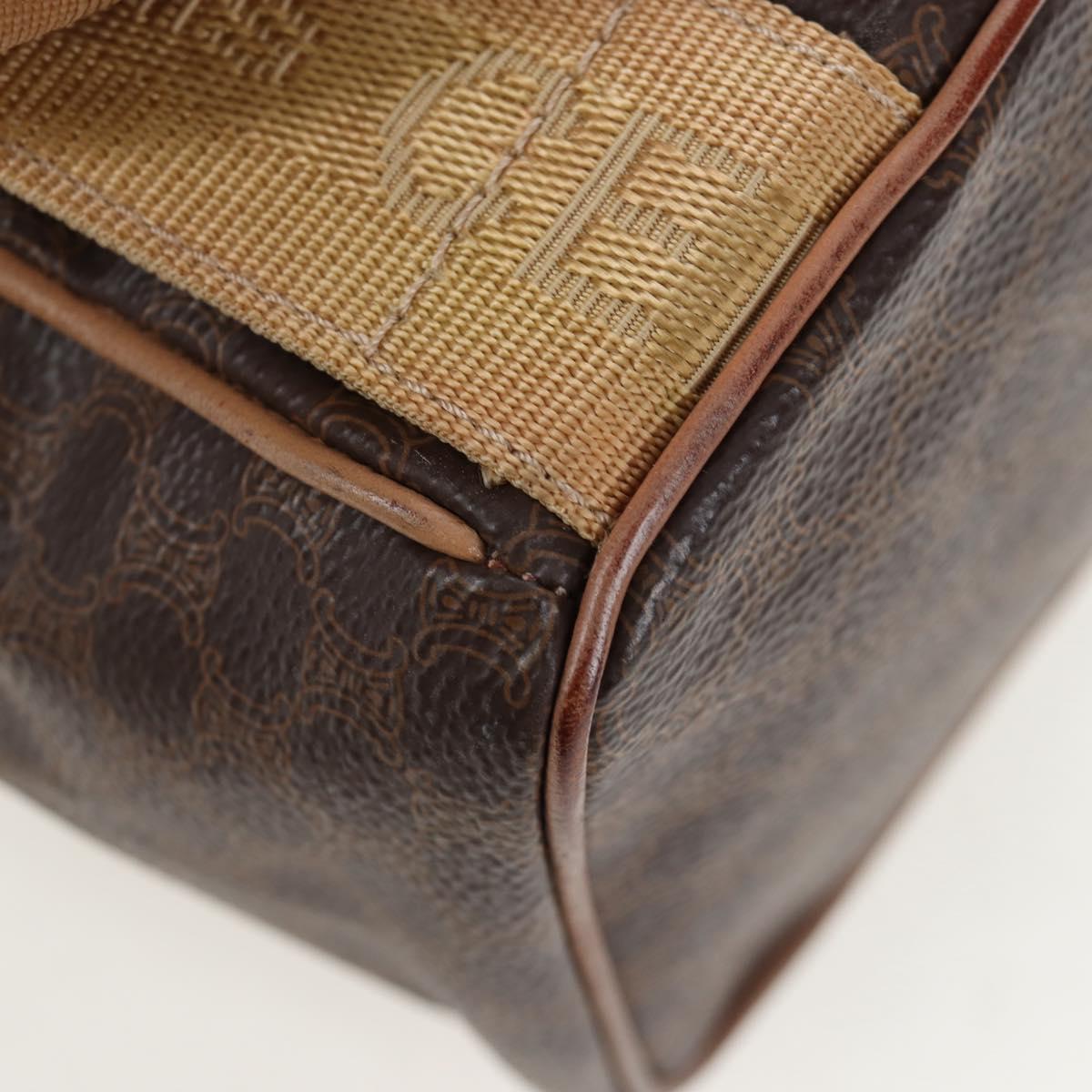 CELINE Macadam Canvas Backpack PVC Leather Brown Gold Auth 204235