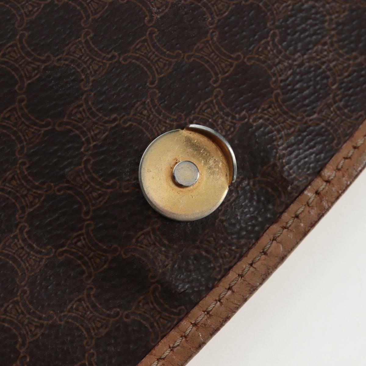 CELINE Macadam Canvas Backpack PVC Leather Brown Gold Auth 204235