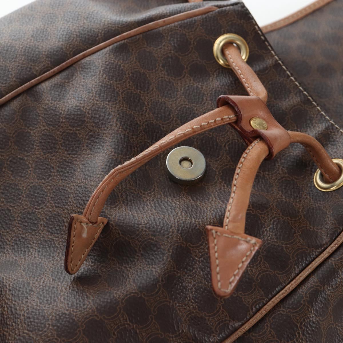 CELINE Macadam Canvas Backpack PVC Leather Brown Gold Auth 204235