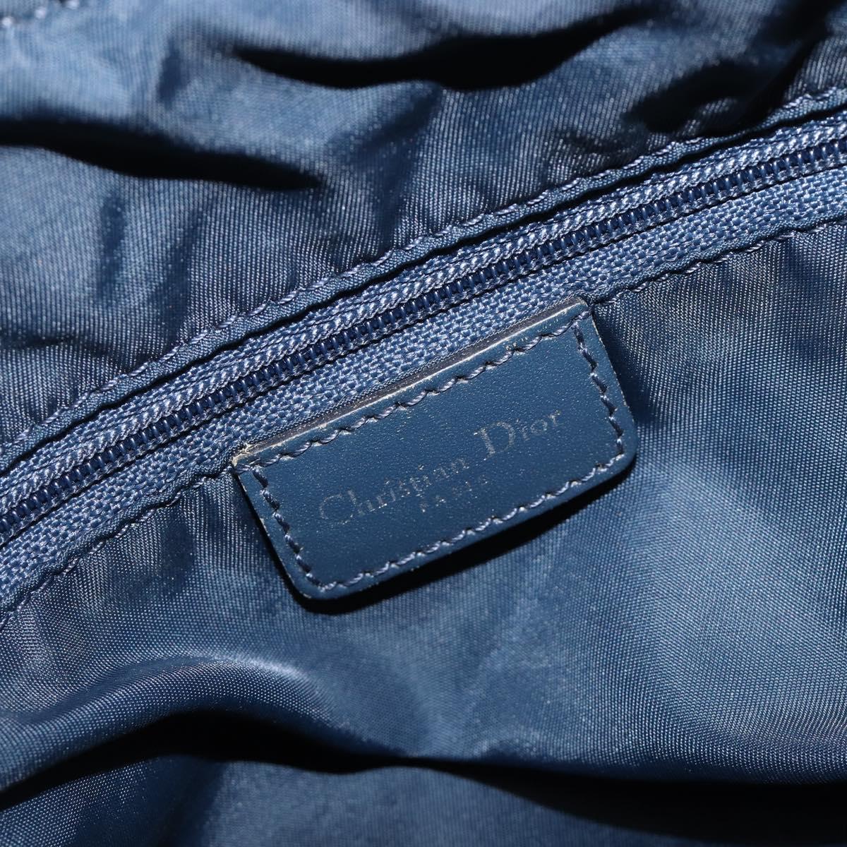Christian Dior Trotter Canvas Shoulder Bag Navy Silver Auth 204237
