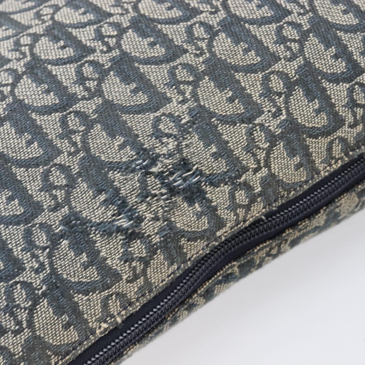 Christian Dior Trotter Canvas Shoulder Bag Navy Silver Auth 204237