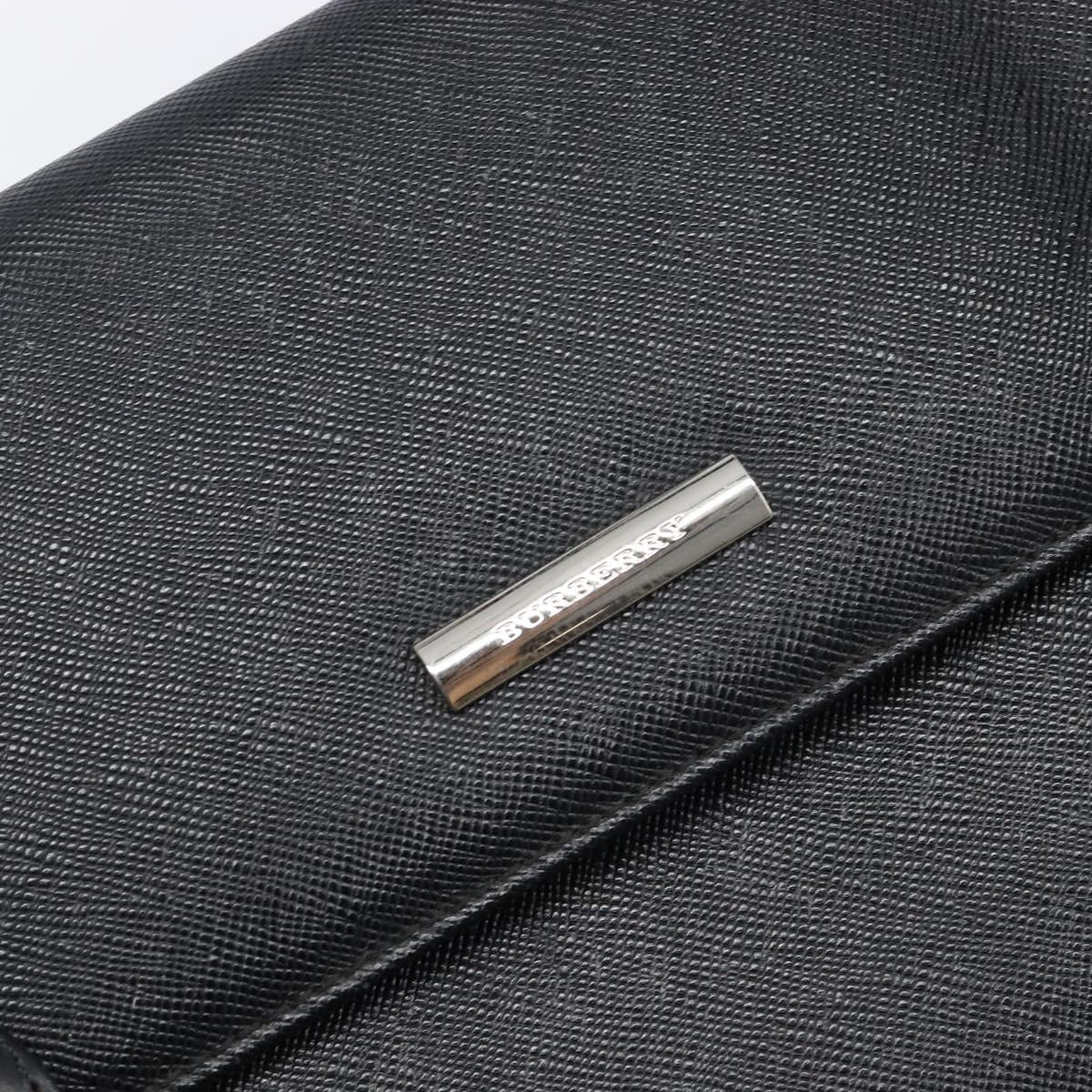 BURBERRY Hand Bag Leather Black Silver Auth 204238