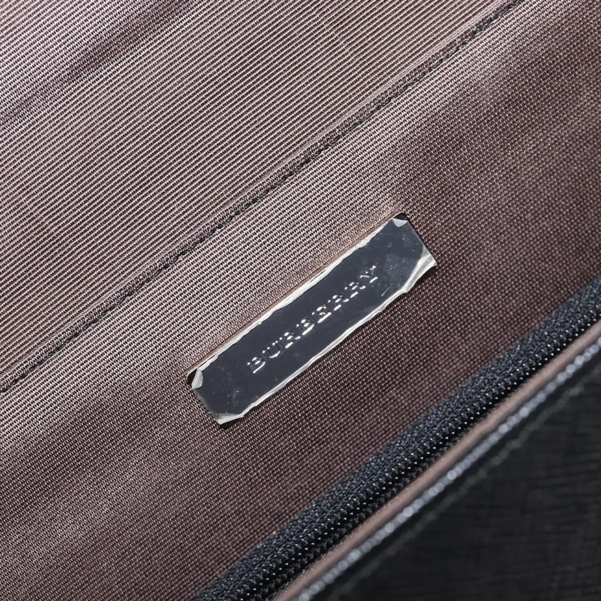 BURBERRY Hand Bag Leather Black Silver Auth 204238