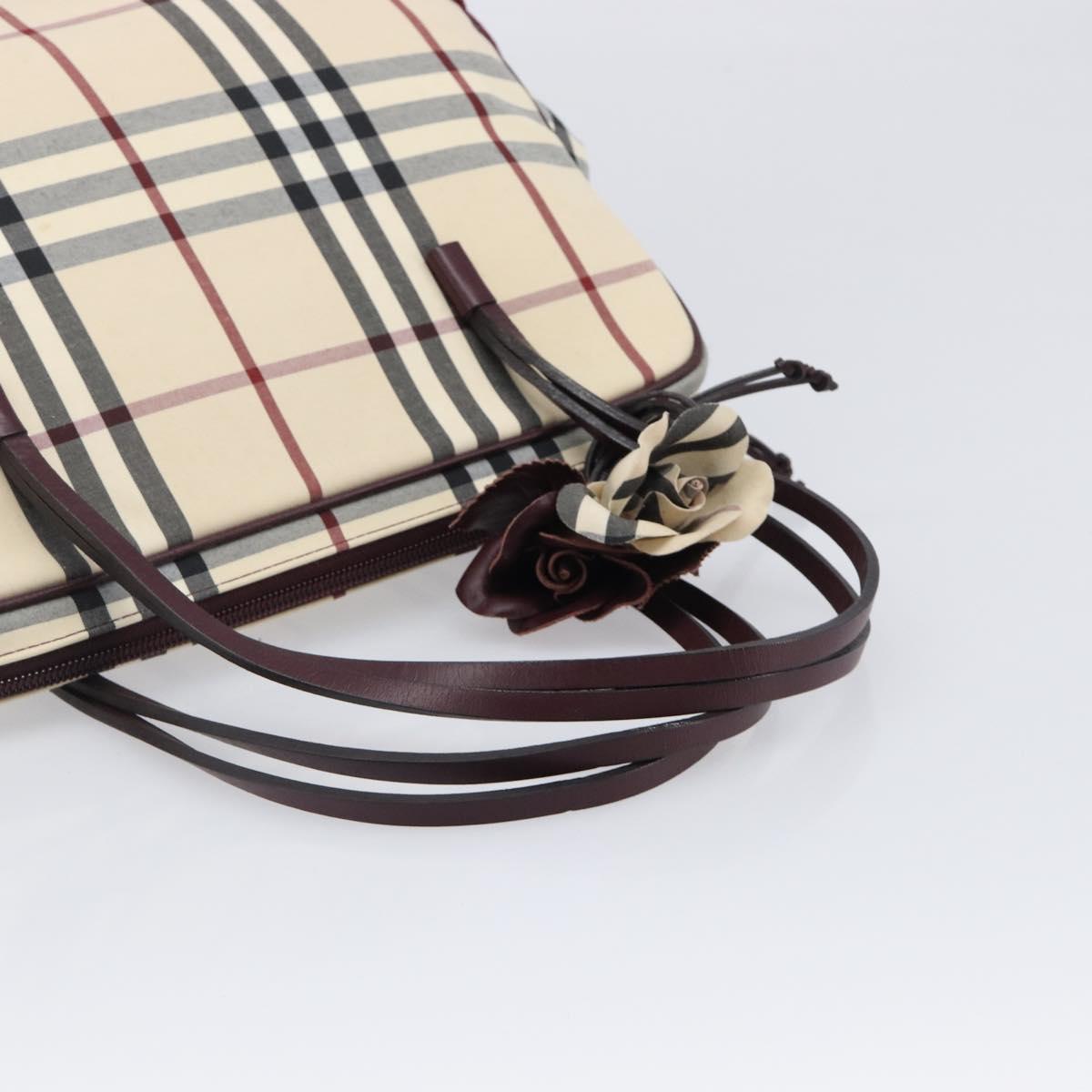 BURBERRY Nova Check Hand Bag Canvas Beige Auth 204239A