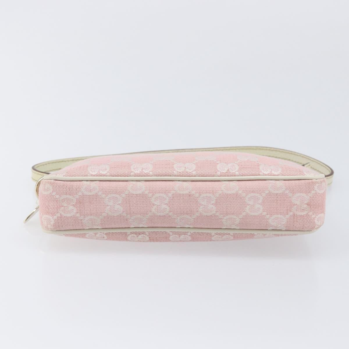 GUCCI GG Canvas Accessory Pouch Pink Gold 154432 Auth 204249A