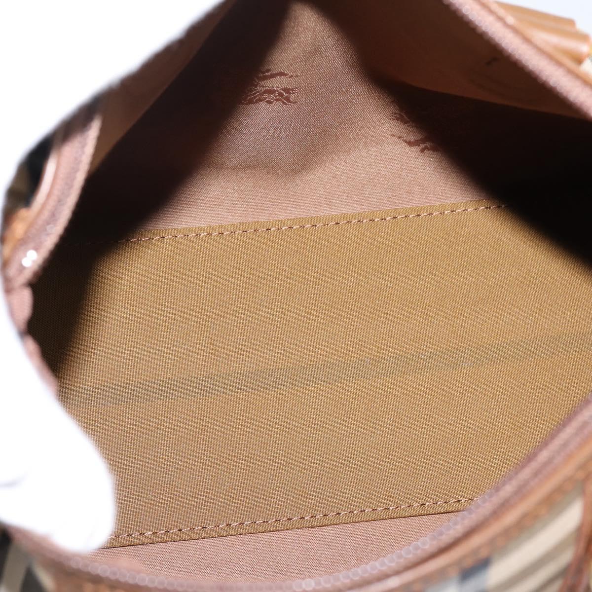 Burberrys Nova Check Hand Bag Canvas 2way Beige Gold Auth 204251