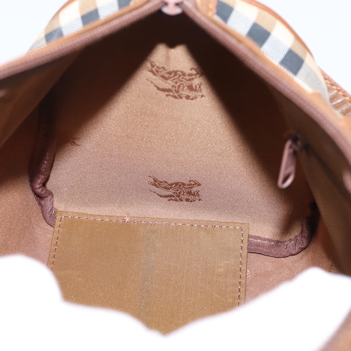 Burberrys Nova Check Hand Bag Canvas 2way Beige Gold Auth 204251