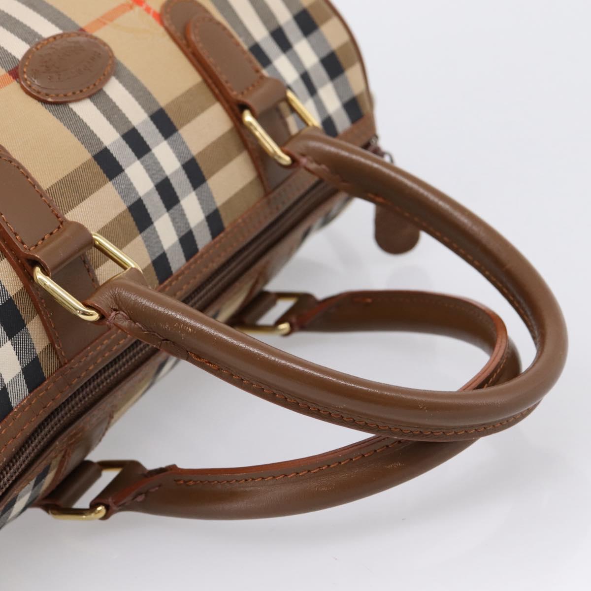 Burberrys Nova Check Hand Bag Canvas 2way Beige Gold Auth 204251