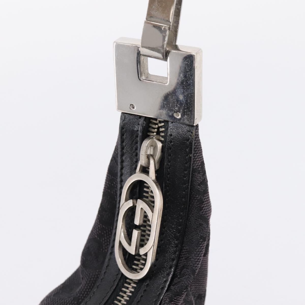 GUCCI GG Canvas Shoulder Bag Black Silver 001 3812 Auth 204252