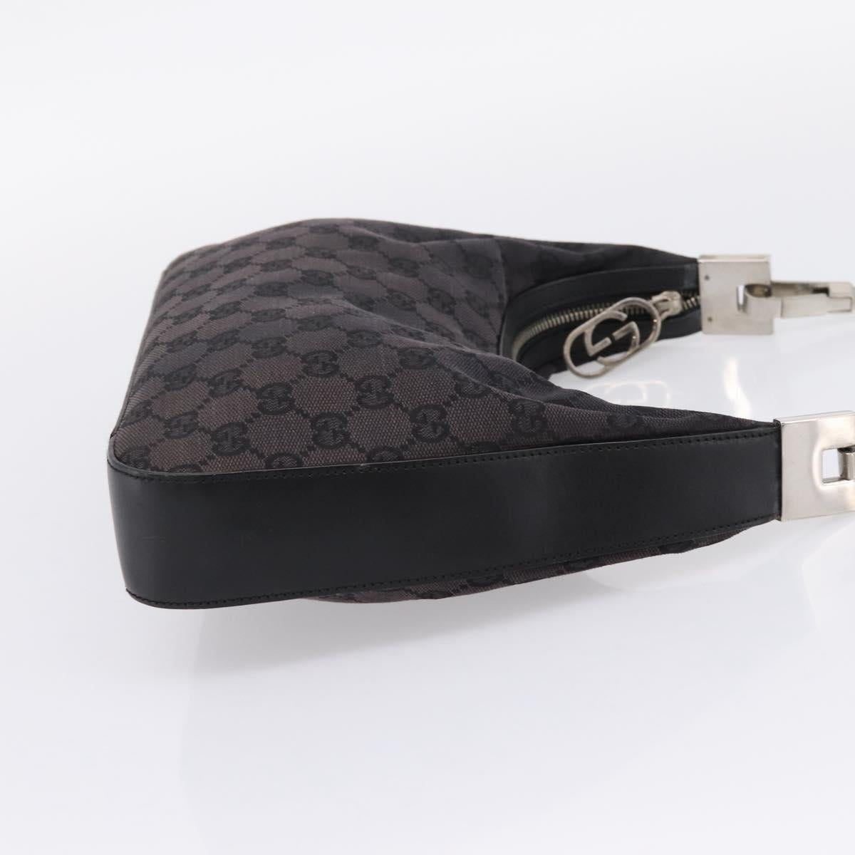 GUCCI GG Canvas Shoulder Bag Black Silver 001 3812 Auth 204252